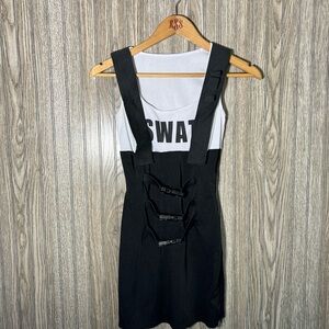Leg Avenue Black White SWAT Halloween Costume Mini Dress Bodycon